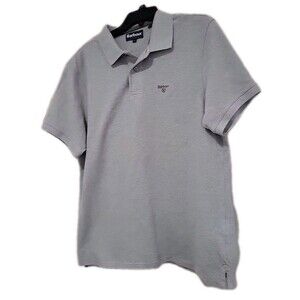 Mens XL Barbour Logo Poloshirt Lightweight Sports Polo Grey Marl, EUC